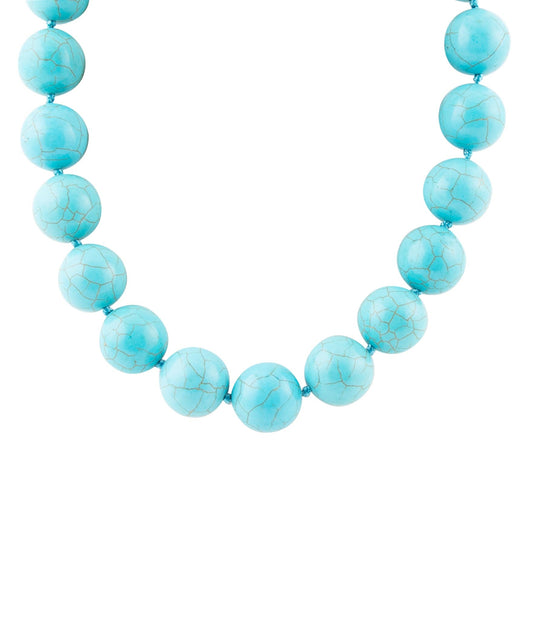 Chunky Blue Turquoise Magnesite Beaded Necklace