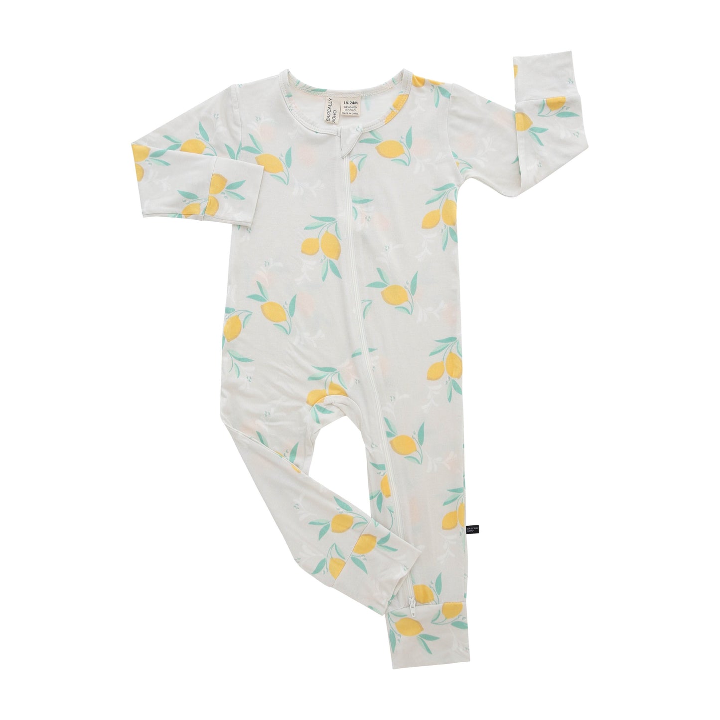 Amalfi Coast Lemon Gray Zippered Romper