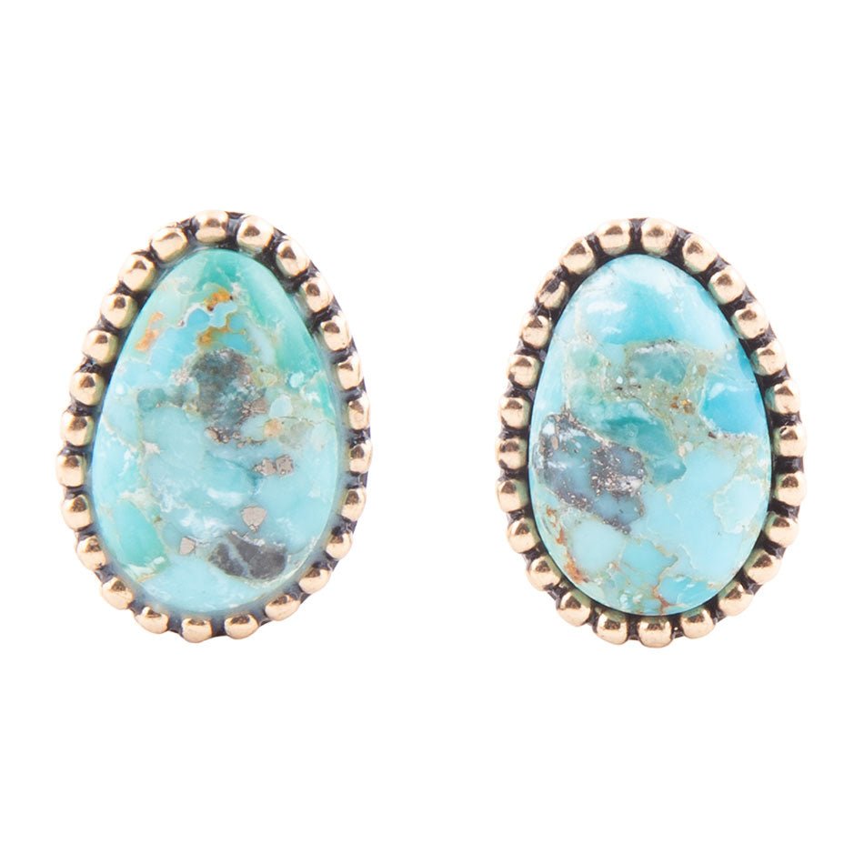 Clip On Blue Turquoise Golden Earrings