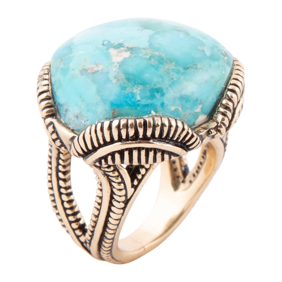 Corinth Blue Turquoise and Golden Statement Ring