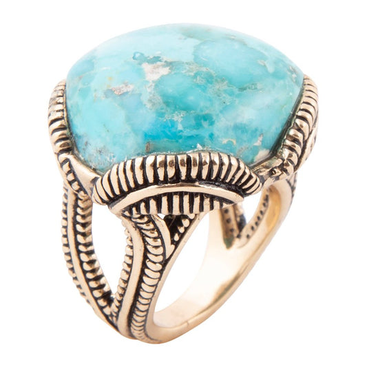 Corinth Blue Turquoise and Golden Statement Ring