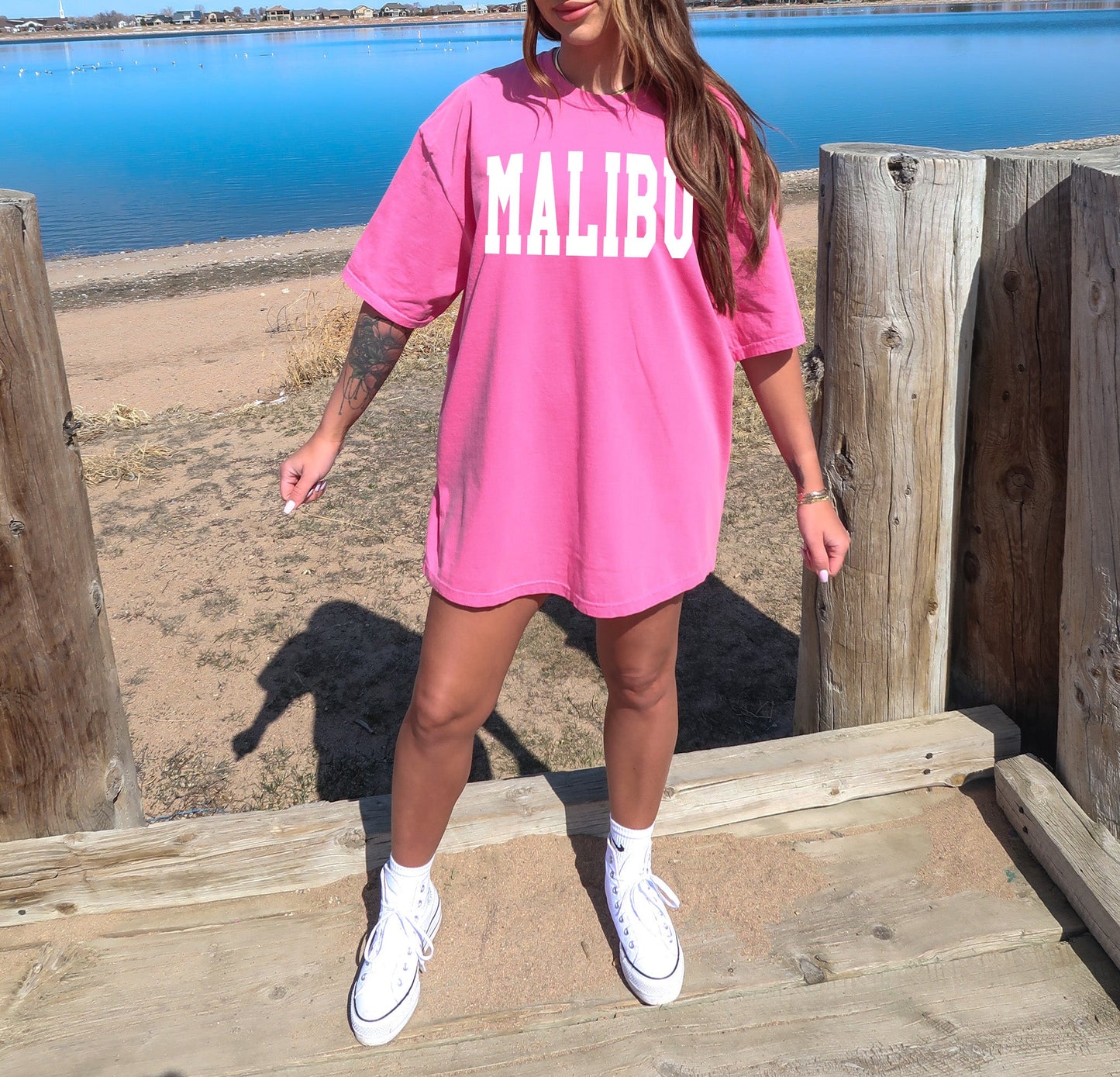Malibu California State City Comfort Colors T Shirt (Condensed Font)
