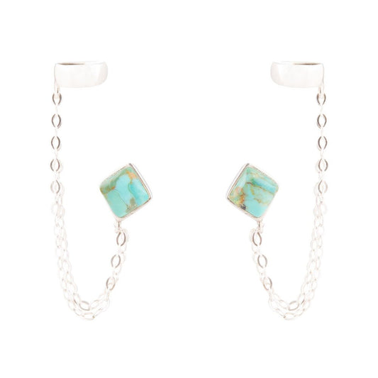 Cuffed Up Turquoise and Sterling Silver Earrings