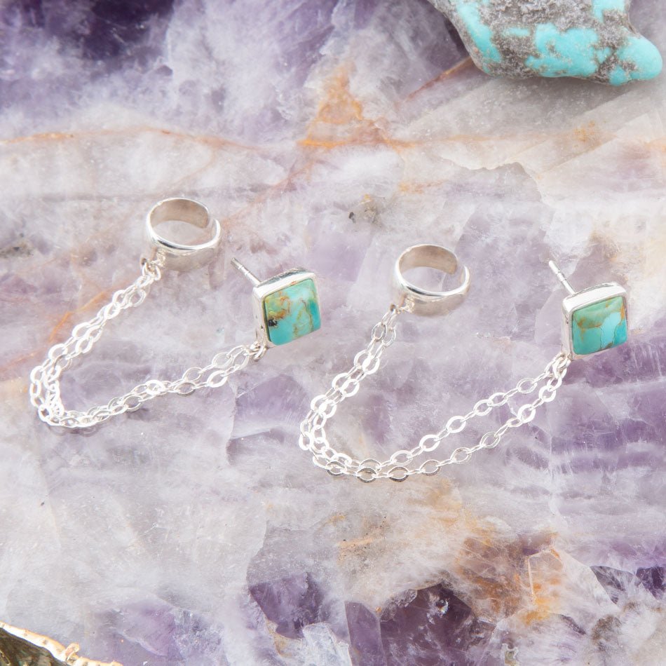 Cuffed Up Turquoise and Sterling Silver Earrings