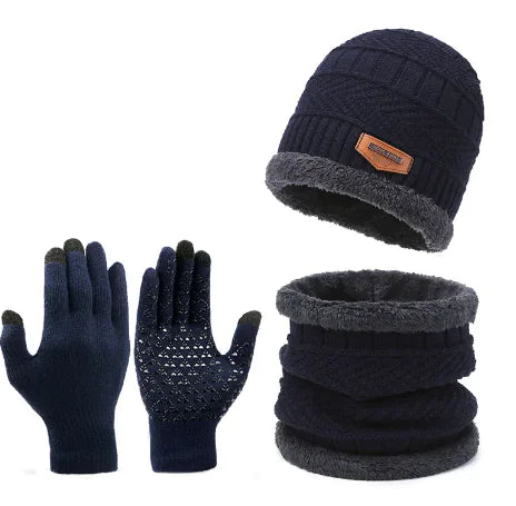 Winter Scarf Gloves Three-piece Set - # BOAA23510001