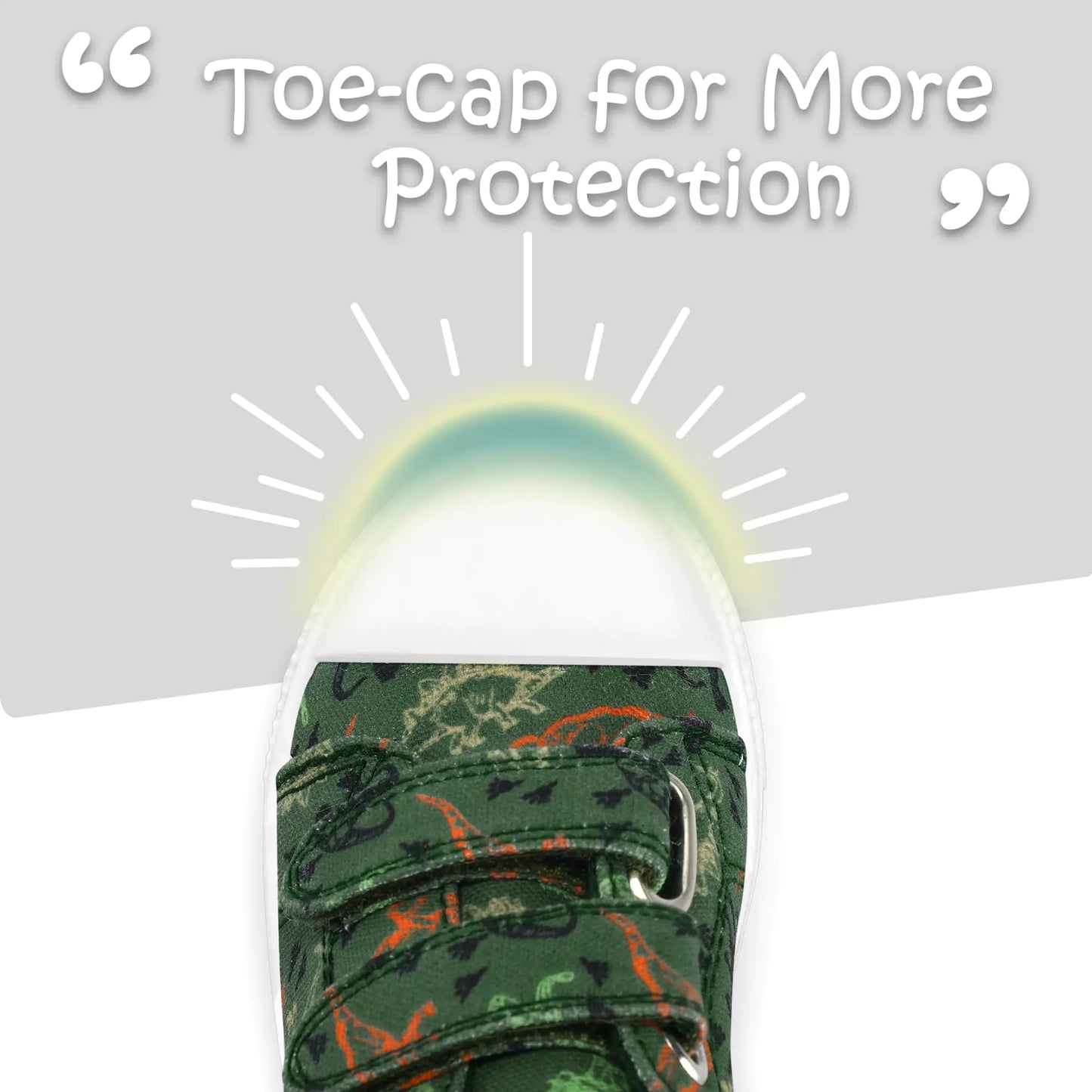 K KomForme Toddler Boys & Girls Shoes Kids Canvas Sneakers with Cartoon Dual Hook and Loops 6 Toddler Tyrannosaurus Dinosaur - # BOAA71510005