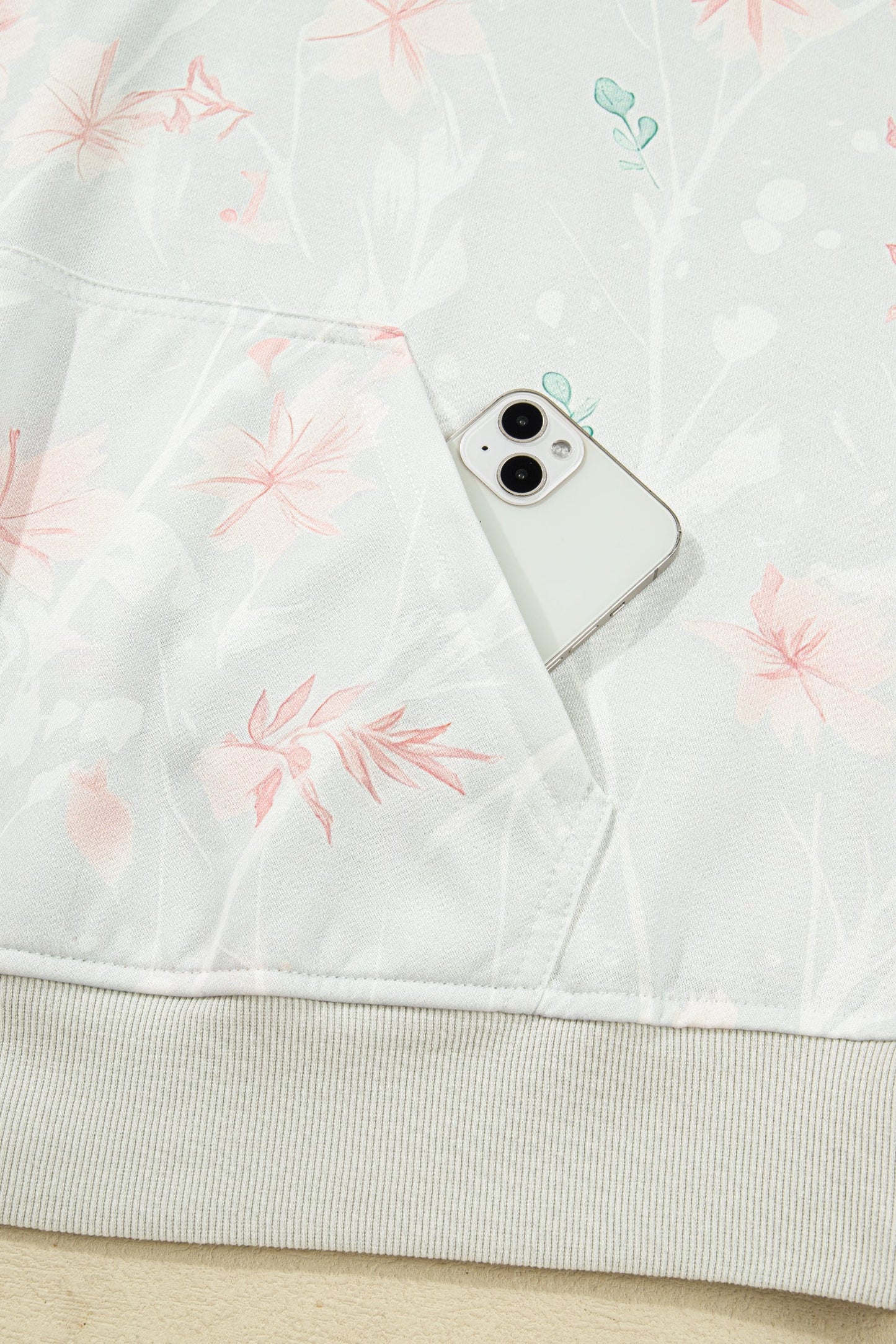 Plus Size Floral Long Sleeve Hoodie