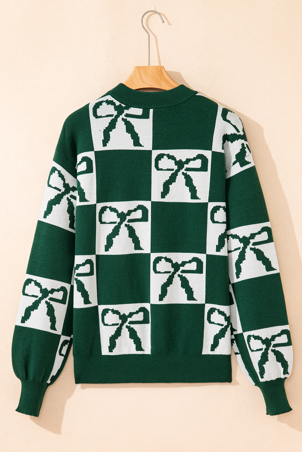Checker Bow Crewneck Sweater