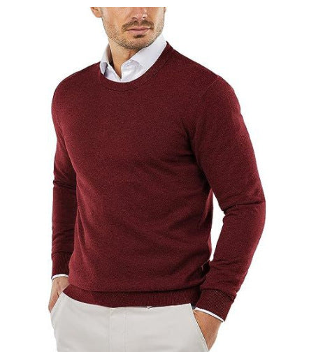 Men's Crewneck Knit Sweater Slim Fit Long Sleeve