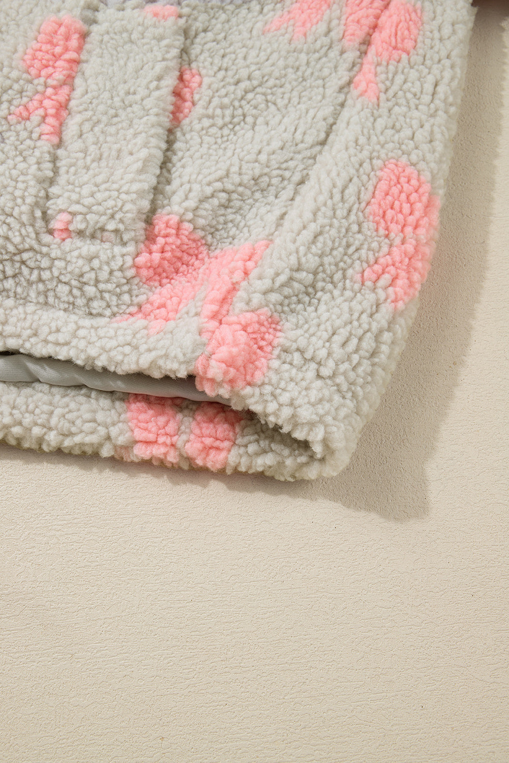 Bow Sherpa Quarter Zip Drop Shoulder Sweatshirt