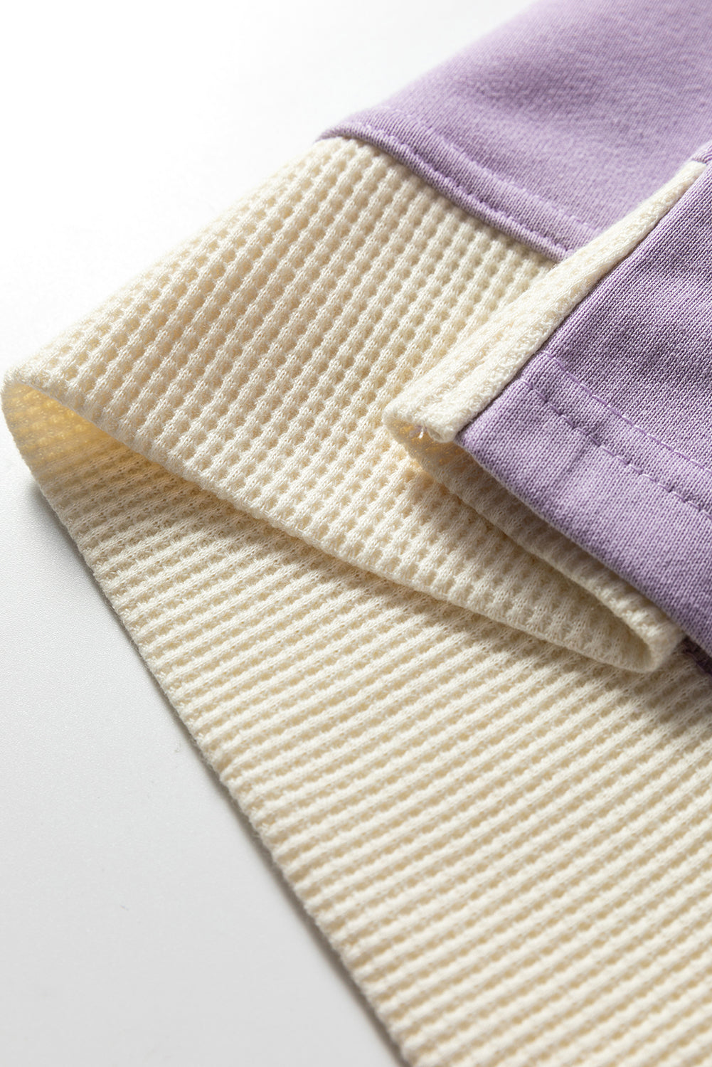 Waffle Knit Colorblock Patchwork Buttoned Hoodie