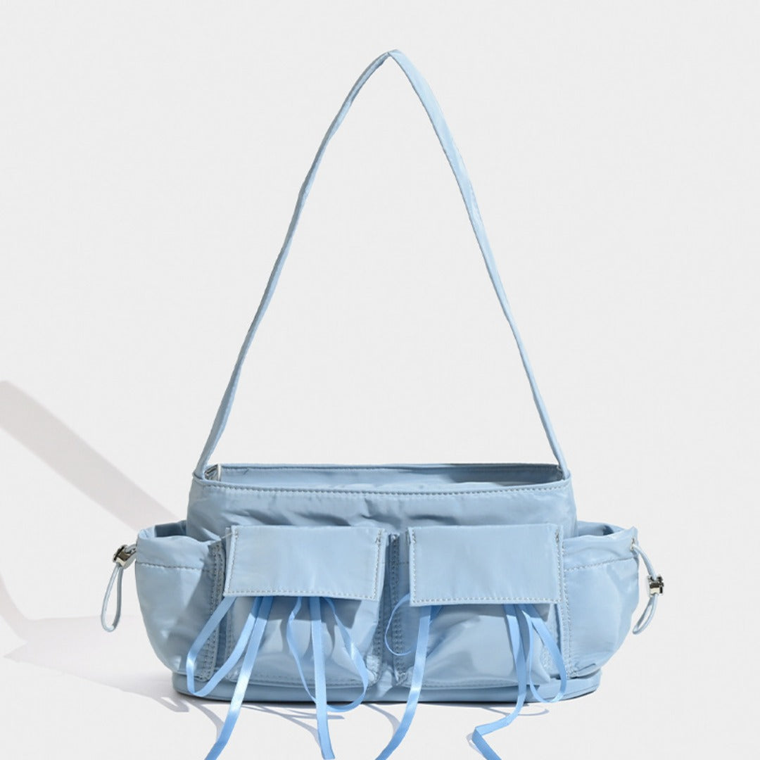 Summer nylon texture portable shoulder bag, casual underarm bag, hobo shoulder bag, top handle shoulder purse