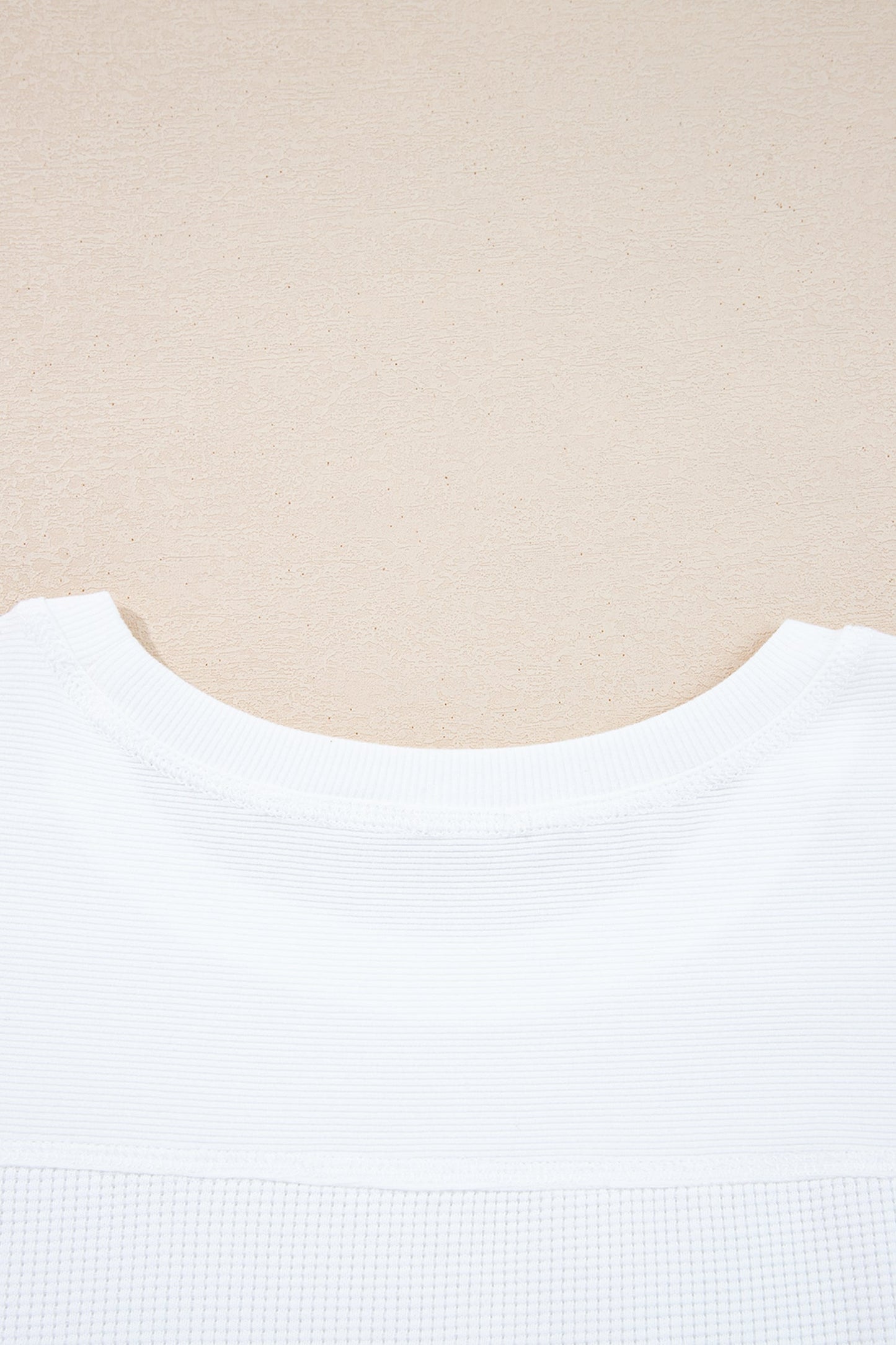 Solid Waffle Ribbed Patchwork Dolman Sleeve Oversized Top