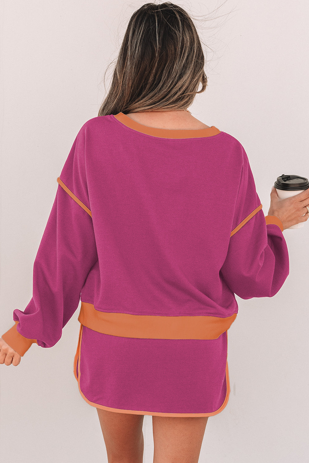 Colorblock Long Sleeve Top and Skort Set