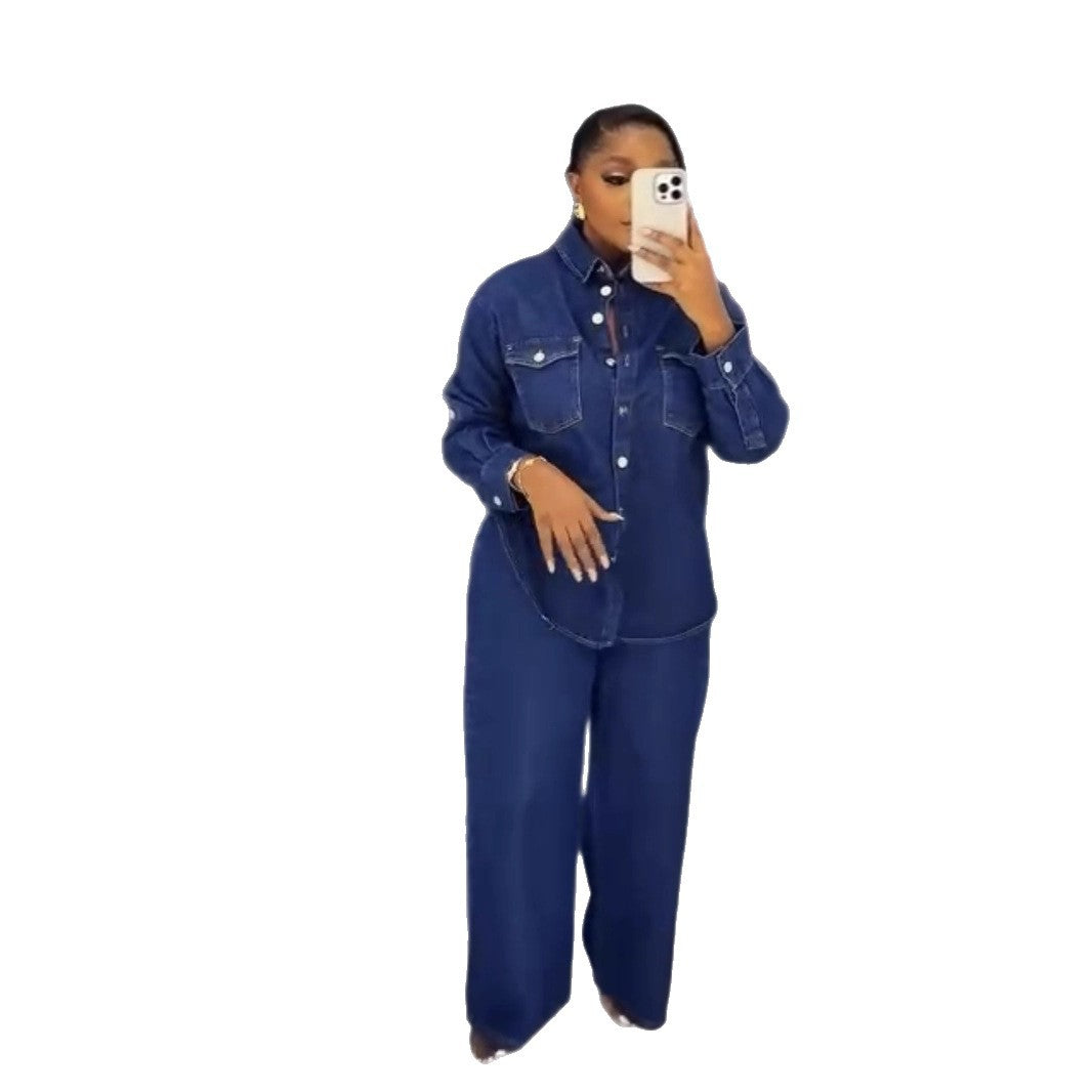 Cardigan long-sleeved top straight-leg trousers