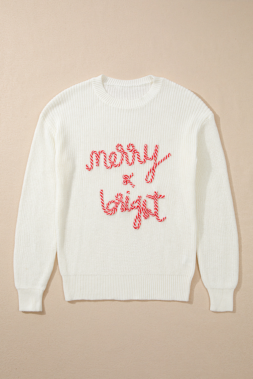 Christmas Stripe Merry & Bright Long Sleeve Sweater