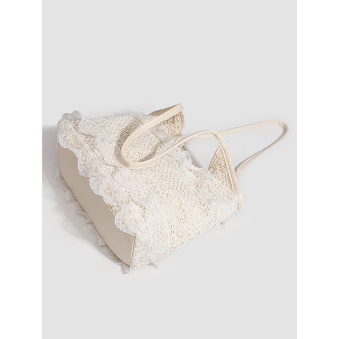 Summer woven bag casual vacation large capacity shoulder bag lace mesh underarm bag beach bag summer purse hobo