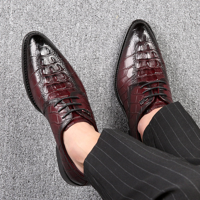 Mens Formal Leather Shoes Crocodile Pattern