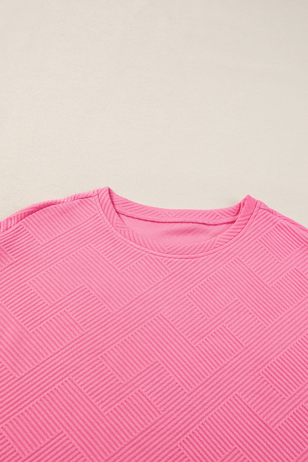 Solid Textured T-Shirt and Drawstring Pants Set