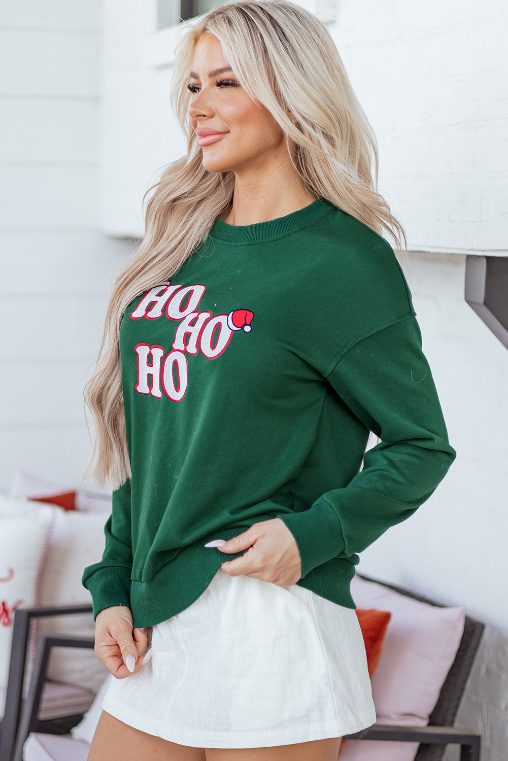 Christmas HOHOHO Embroidered Crewneck Sweatshirt