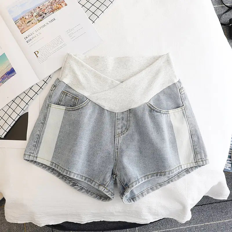 Maternity Denim Shorts with Belly Lift for Comfort - # WOM21610006 - PRG