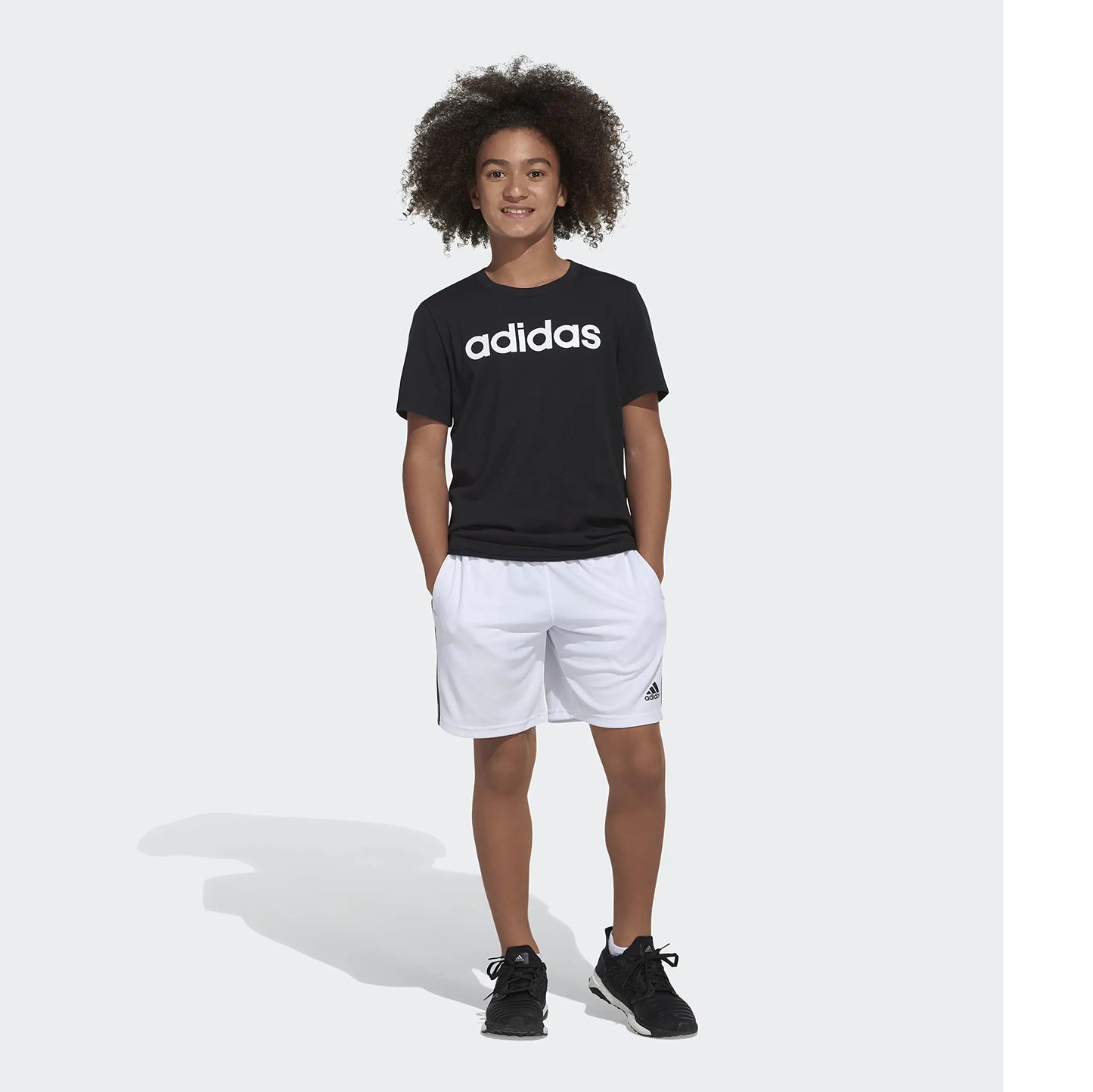 adidas boys Classic 3-stripes Shorts 7 White - # BOAA12610001
