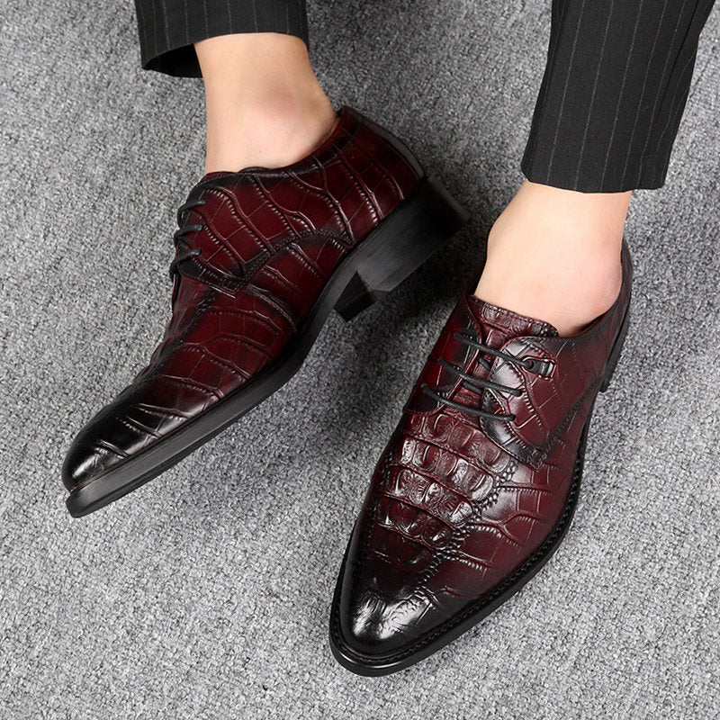 Mens Formal Leather Shoes Crocodile Pattern