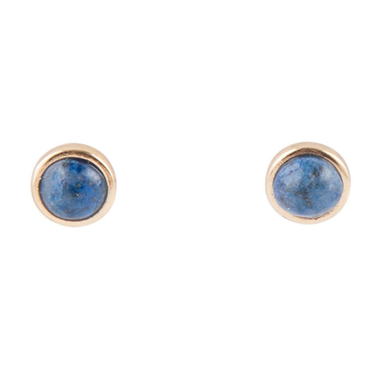 Dainty Lapis and Bronze Dot Earrings