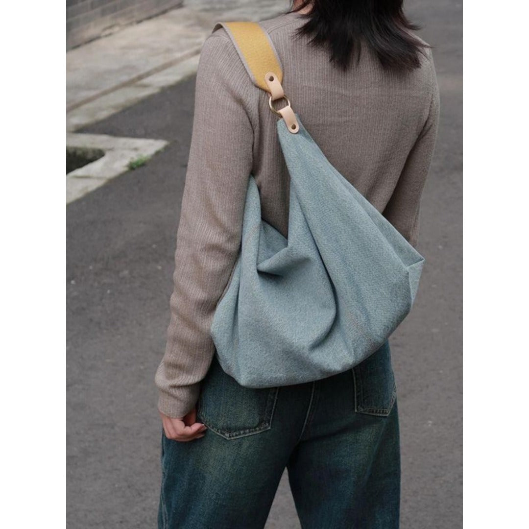 Slouchy purse, summer high capacity commuter shoulder bag, hobo bag denim, tote bag women