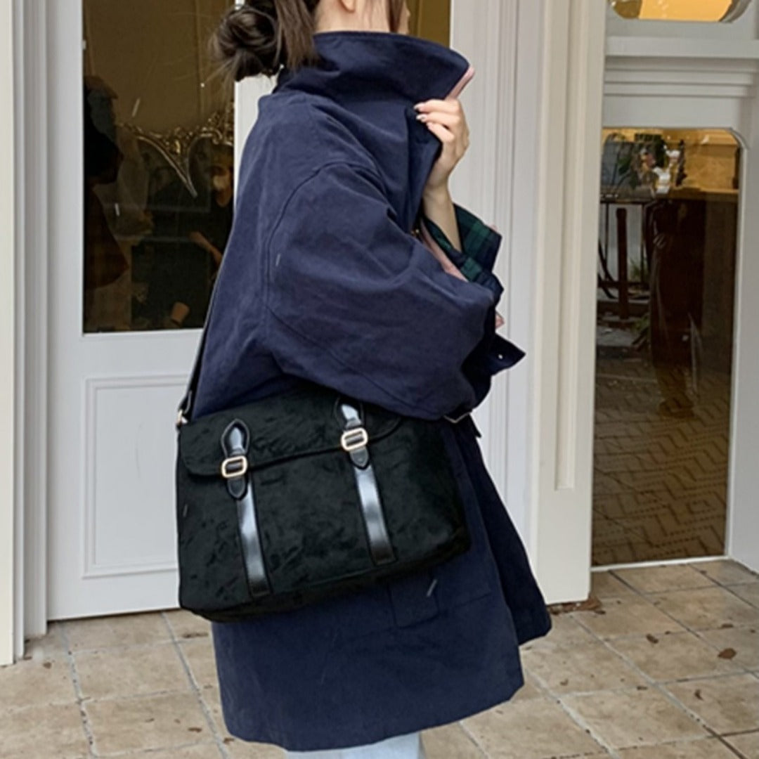 Mailman bag female, suede retro matte crossbody, shoulder crossbody bag