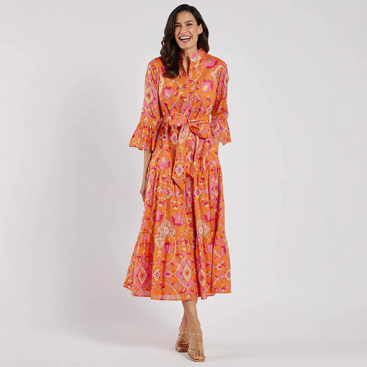 Women's Floral Print Ruffle Cardigan Dress
