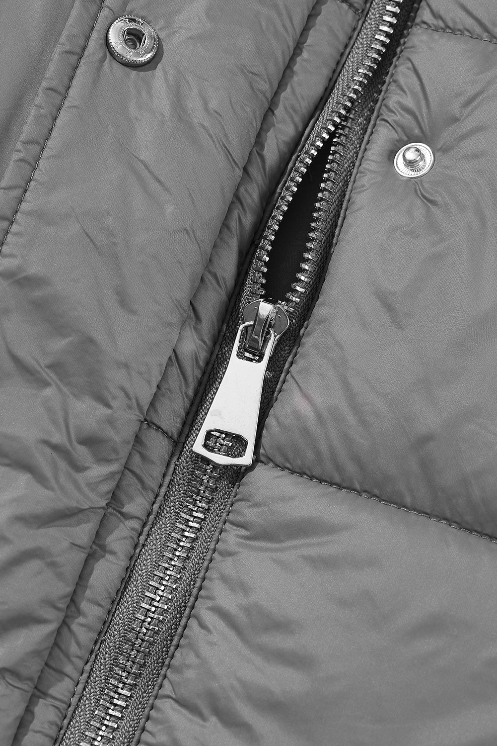 Solid Quilted Long Hooded Vest Coat