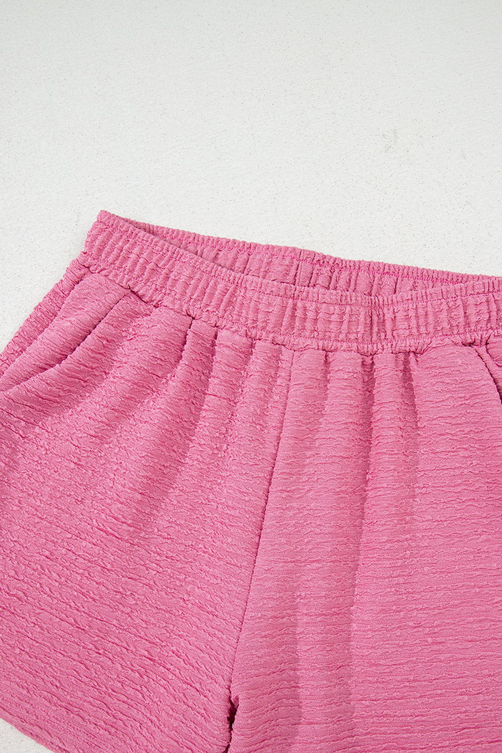 Solid Textured T-Shirt and Shorts Set