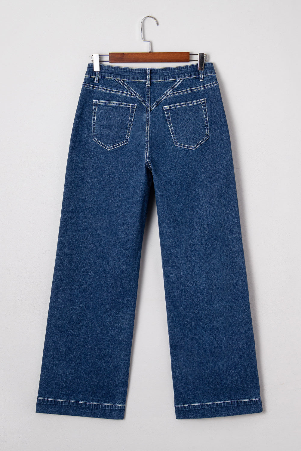 Denim Stitch High-Waist Cuff Jeans