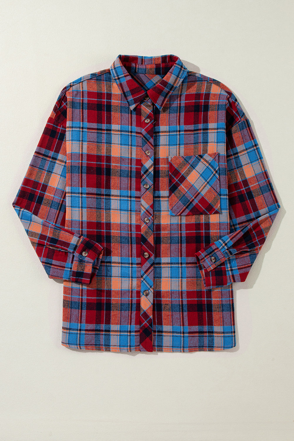 Plaid Button-Up Long Sleeve Shirt