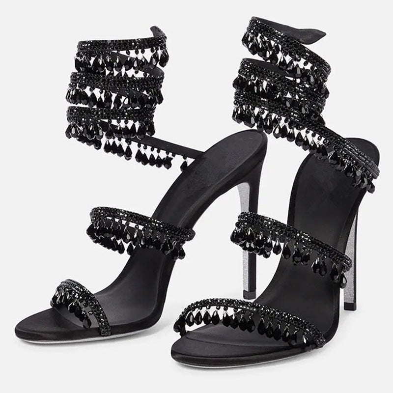 strappy open-toe shoes for walking down the runway