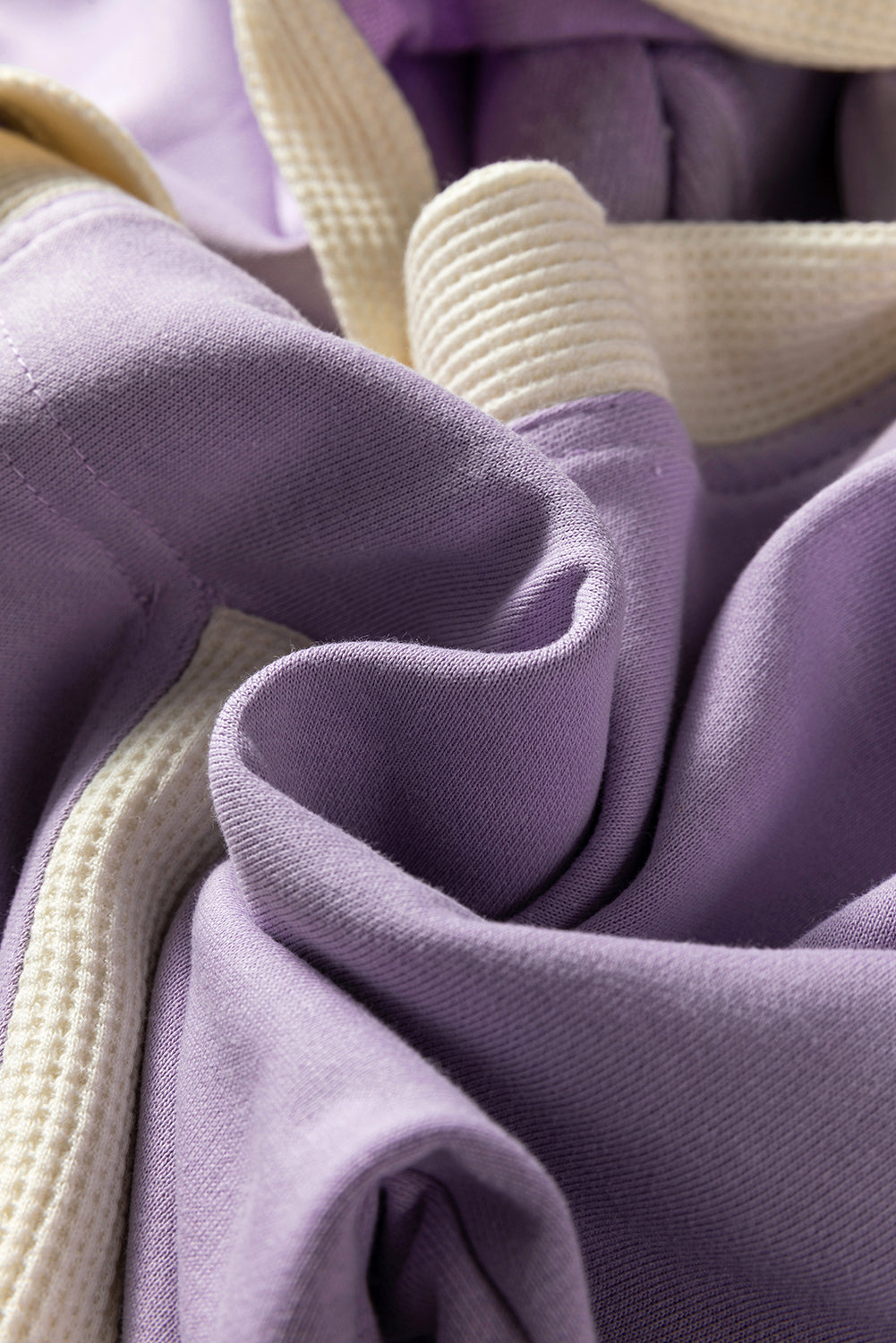 Waffle Knit Colorblock Patchwork Buttoned Hoodie