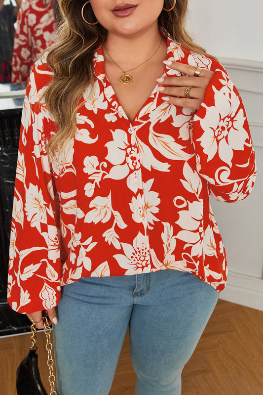 Plus Size Floral Button-Up Shirt