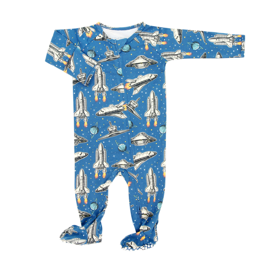 Deep In Orbit Zipper Footie