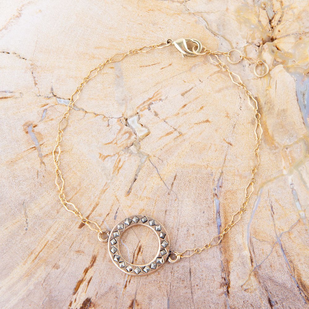 Delicate Stones Line Bronze Bracelet