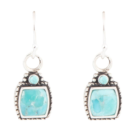 Delicately Detailed Blue Turquoise and Sterling Silver Earrings