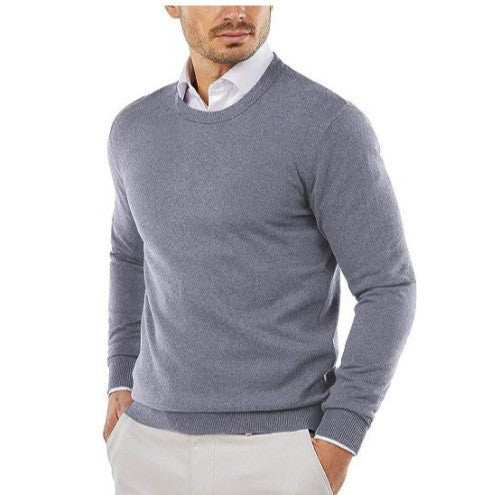 Men's Crewneck Knit Sweater Slim Fit Long Sleeve