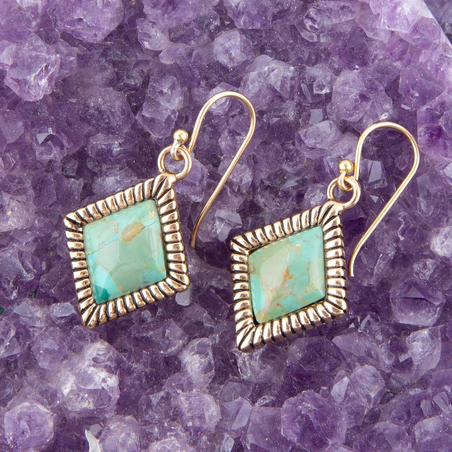 Diamond Days Blue Turquoise and Golden Earrings