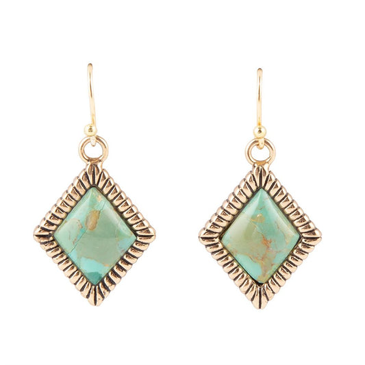 Diamond Days Blue Turquoise and Golden Earrings