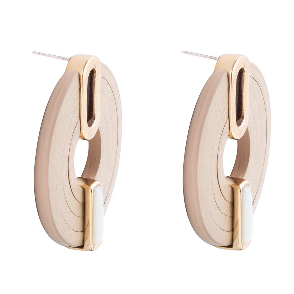 Discus Mother of Pearl Leather Earrings