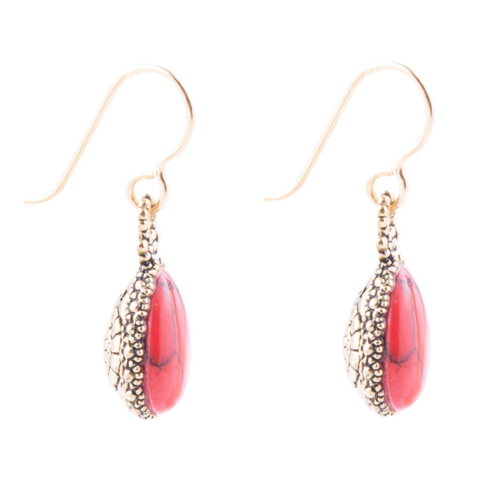 Dreamy Drop Red Howlite Earrings