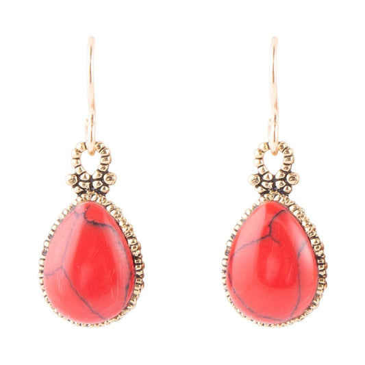 Dreamy Drop Red Howlite Earrings