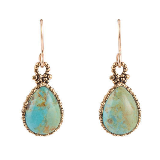 Dreamy Drop Blue Turquoise and Golden Earrings
