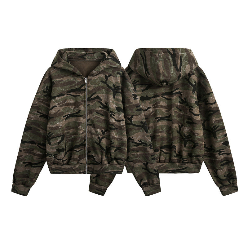 Retro camouflage short coat