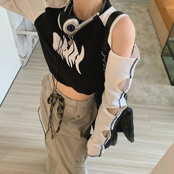 Spicy Girl Cut-out Off Shoulder T-Shirt Design - # GIAA23510019